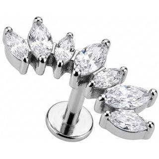 Titane Labret Arc Courbé Cristaux Marquise Filetage Interne