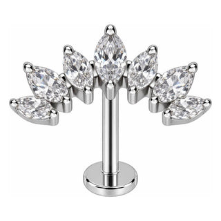 Titanium Labret Curved Marquise Crystal Vine Arc Internally Threaded