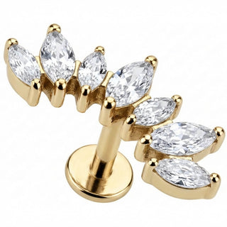 Titane Labret Arc Courbé Cristaux Marquise Filetage Interne