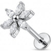 Titane Labret Fleur en Cristaux Marquise Filetage Interne