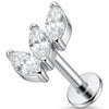Titane Labret Éventail Triple Marquise Cristal Filetage Interne
