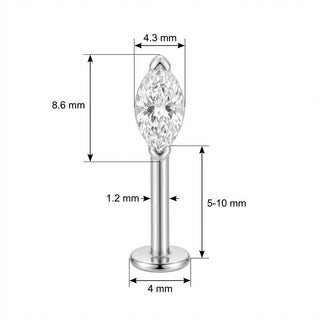 Titane Labret Éventail Triple Marquise Cristal Filetage Interne