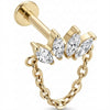 Titane Labret Éventail Marquise et Chaîne Suspendue Filetage Interne