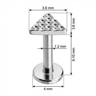 Titane Labret Triangle à Surface Martelée Filetage Interne