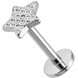 Titane Labret Top Étoile Surface Martelée Filetage Interne