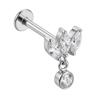 Titane Labret Éventail Marquise Avec Pendentif Rond Filetage Interne