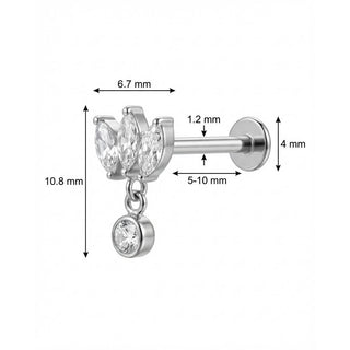 Titane Labret Éventail Marquise Avec Pendentif Rond Filetage Interne
