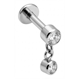 Titane Labret Double Cristal Rond Suspendu Filetage Interne