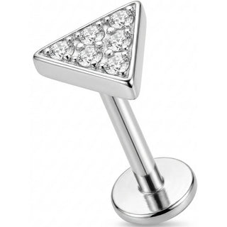 Titane Labret Triangle Pavé De Cristaux Filetage Interne