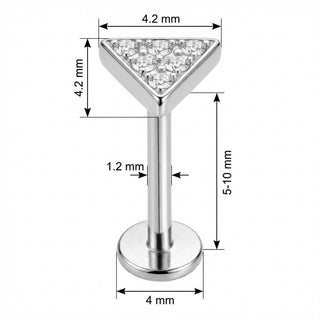 Titane Labret Triangle Pavé De Cristaux Filetage Interne