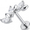 Titane Labret Rameau Vigne Cristal et Feuilles Filetage Interne