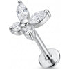 Titane Labret Papillon en Cristaux Marquise Filetage Interne