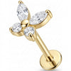 Titane Labret Papillon en Cristaux Marquise Filetage Interne