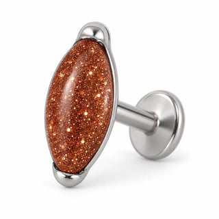 Titanium Labret Marquise Turquoise Natural Stone Internally Threaded