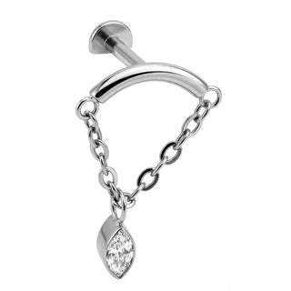 Titane Labret Barre Courbée Chaînes Cristal Marquise Filetage Interne