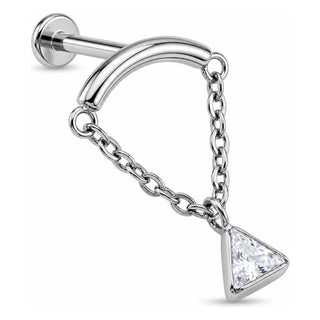 Titanium Labret Curved Bar Draped Chain Marquise Internally Threaded