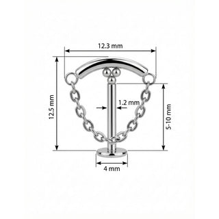 Titane Labret Barre Courbée Chaîne Drapée Filetage Interne