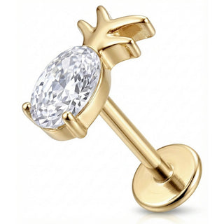 Titane Labret Motif Ananas Pierre Scintillante Filetage Interne