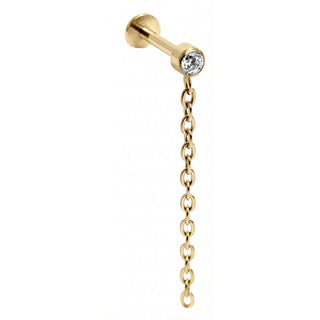 Titane Labret Cristal Sertis Avec Chaîne Pendante Filetage Interne