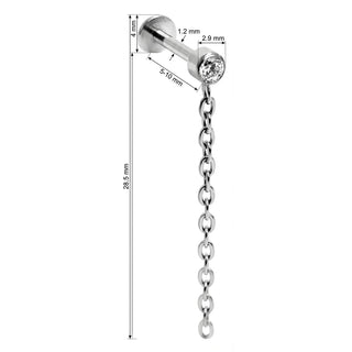 Titane Labret Cristal Sertis Avec Chaîne Pendante Filetage Interne