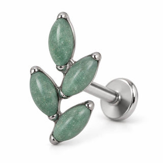 Titanium Labret Marquise Leaf Branch Internally Threaded