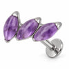 Titanium Labret Triple Marquise Zirconia Curve Internally Threaded