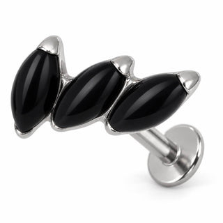 Titanium Labret Triple Marquise Zirconia Curve Internally Threaded