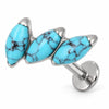 Titanium Labret Triple Marquise Zirconia Curve Internally Threaded