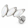 Titanium Labret Triple Marquise Zirconia Curve Internally Threaded