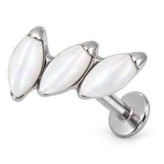 Titanium Labret Triple Marquise Zirconia Curve Internally Threaded