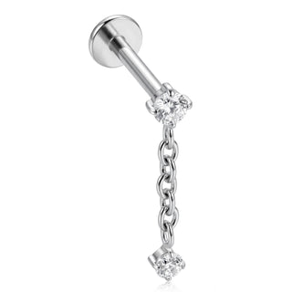 Titane Labret Chaîne Pendante Double Cristal Filetage Interne