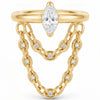 Titanium Ring Marquise Gem With Double Chain Clicker