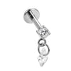 Titane Labret Zircone Rond Avec Pendentif Losange Filetage Interne