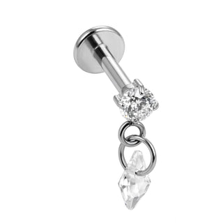 Titane Labret Cristal Rond Avec Pendentif Losange Filetage Interne