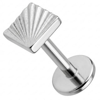 Titane Labret Motif Éventail Texturé Rayonnant Filetage Interne