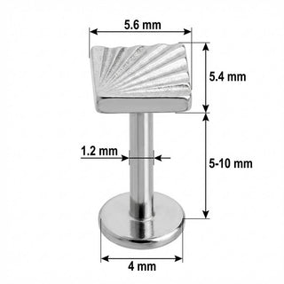 Titane Labret Motif Éventail Texturé Rayonnant Filetage Interne