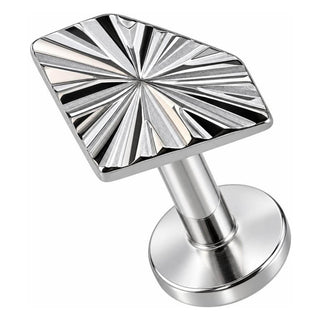 Titanium Labret Rectangular Sunburst Rays Internally Threaded