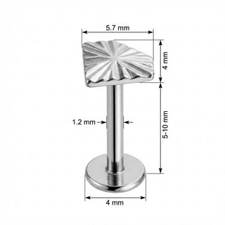 Titane Labret Rectangle Rayons de Soleil Filetage Interne