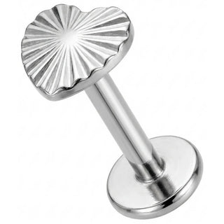 Titane Labret Cœur Rayonnant Texturé Filetage Interne