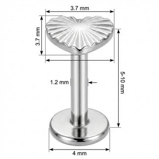 Titane Labret Cœur Rayonnant Texturé Filetage Interne