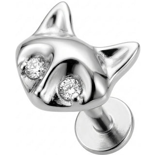 Titane Labret Tête De Chat Yeux Scintillants Filetage Interne