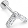 Titane Labret Chevron Cristal Taille Baguette Filetage Interne