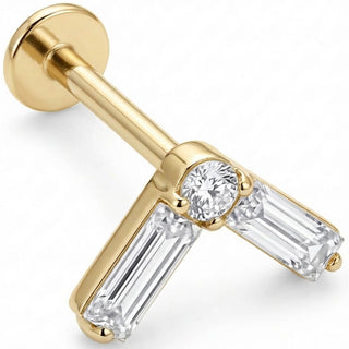 Titane Labret Chevron Cristal Taille Baguette Filetage Interne