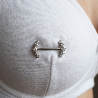 Titanium Nipple Piercing Curved Zirconia Crescent Push-In