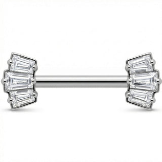 Titanium Nipple Piercing Triple Baguette Fan Push-In