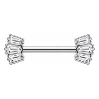 Titanium Nipple Piercing Triple Baguette Fan Push-In