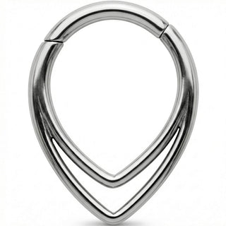 Titanium Ring Double V Teardrop Clicker