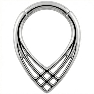 Titanium Ring Geometric Cutout Teardrop Clicker