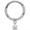 Titanium Ring Crystal Pave Solitaire Charm Clicker