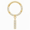 Titanium Ring Crystal Pave Dangling Bar Clicker